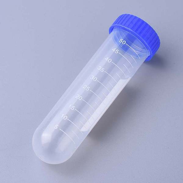 PandaHall Transparent Disposable Plastic Centrifuge Tube, with Lid, Clear, 112.5mm, Capacity: 50ml, 50pcs/bag Plastic Clear