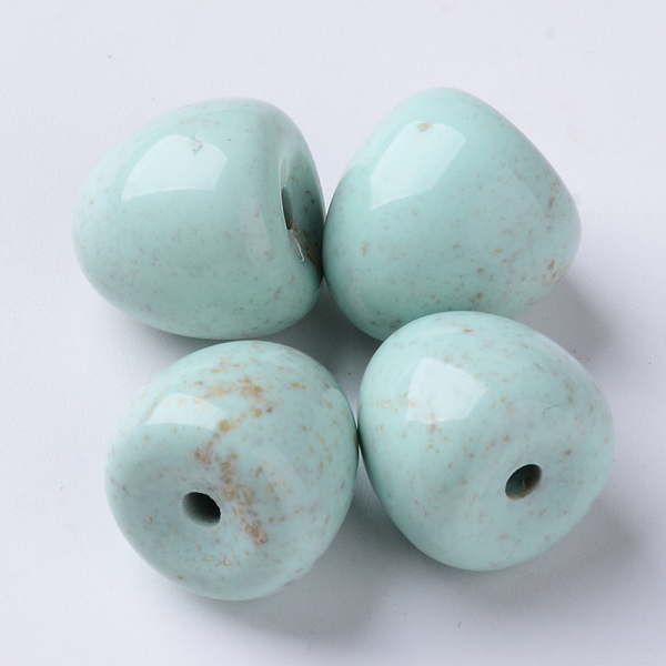 

PandaHall Opaque Acrylic Beads, Half Drilled, Half Oval, Aquamarine, 15.5x15~16mm, Half Hole: 2.5mm, about 200pcs/500g Acrylic Oval Green