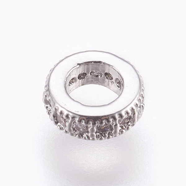 

PandaHall Brass Micro Pave Cubic Zirconia Beads, Lead Free & Cadmium Free, Flat Round, Clear, Platinum, 6x2mm, Hole: 3mm Brass+Cubic...