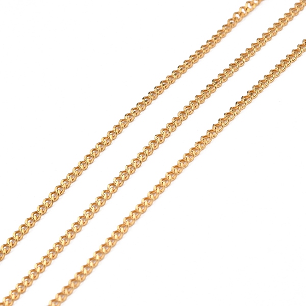 

PandaHall 304 Stainless Steel Curb Chains, with Spool, Soldered, Vacuum Plating , Real 18K Gold Plated, 2.5x2x0.5mm, 10.93 yards(10m)/roll...