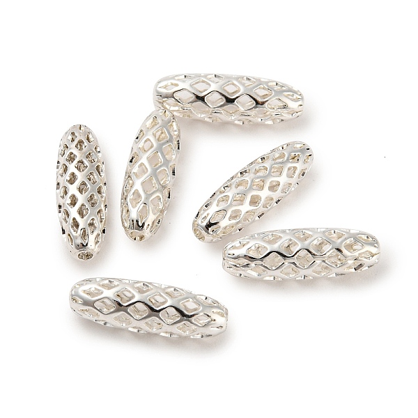 

PandaHall Brass Filigree Beads, Oval, Silver Color Plated, 15x5mm, Hole: 1.5mm Brass Oval