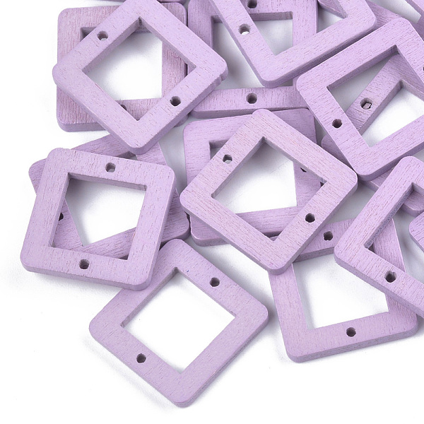 

PandaHall Painted Poplar Wood Links, Square, Lilac, 23x23x3mm, Hole: 1.4mm Wood Square Purple