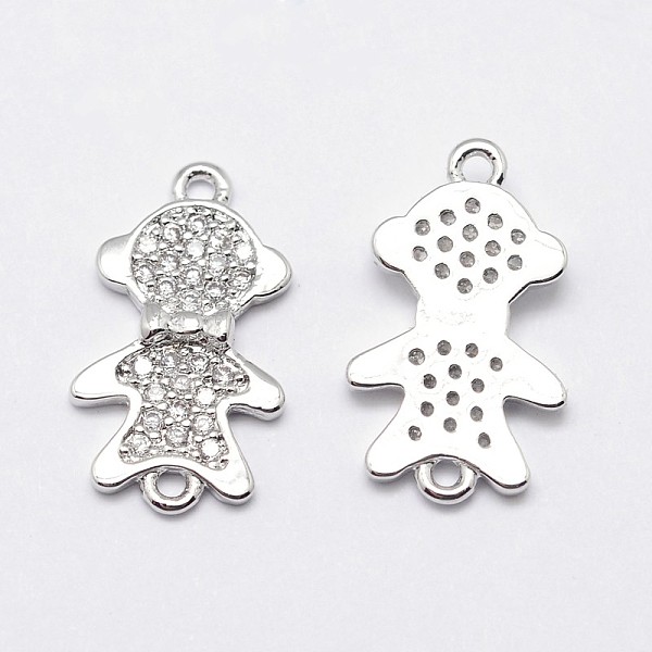 

PandaHall Brass Micro Pave Grade AAA Cubic Zirconia Links, Clear, Cadmium Free & Nickel Free & Lead Free, Toy, Platinum, 19x11x2mm, Hole...