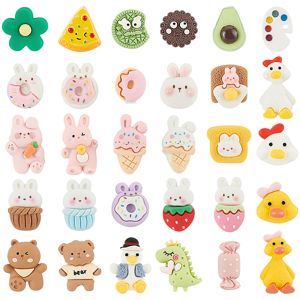 

PandaHall 30Pcs 30 Style Animal/Food/Palette Resin & Plastic Detachable Shoelace Buckles, Cartoon Style Shoe Charms, Mixed Color..., Multicolor
