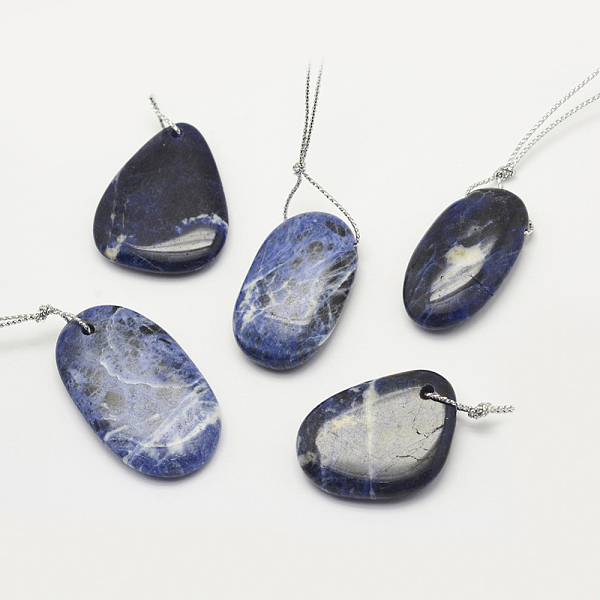 

PandaHall Natural Sodalite Pendants, Mixed Shapes, 30~66x18~52x3~14mm, Hole: 2mm Sodalite Mixed Shapes