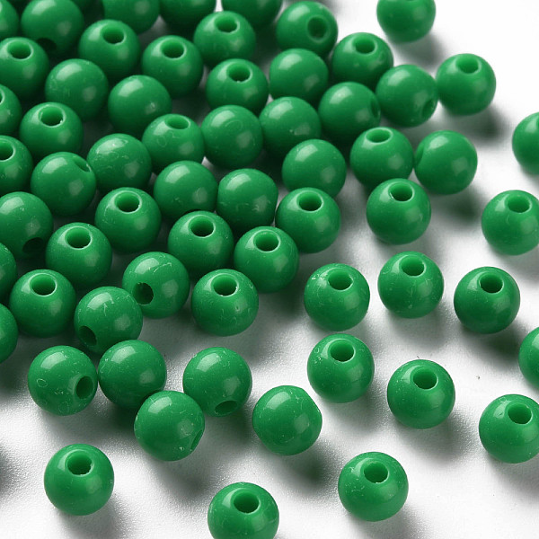 

PandaHall Opaque Acrylic Beads, Round, Green, 6x5mm, Hole: 1.8mm, about 4400pcs/500g Acrylic Round Green