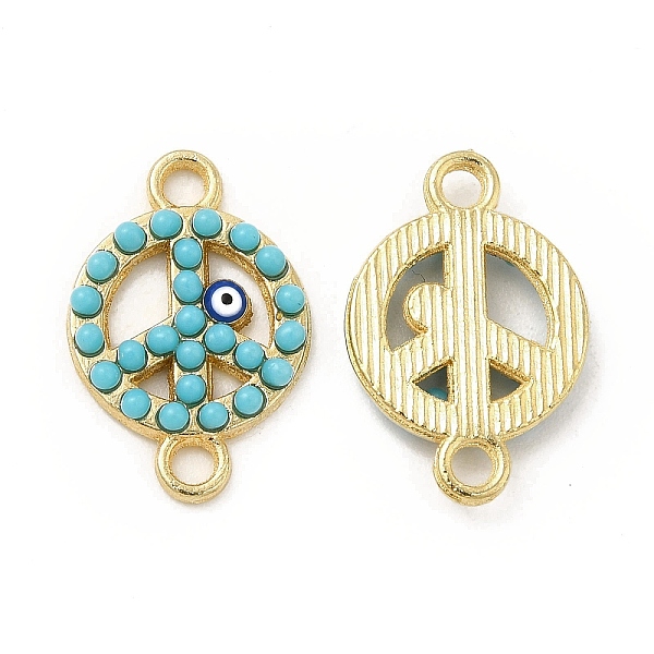 

PandaHall Alloy Enamel Connector Charms, with Synthetic Turquoise, Peace Sign Links with Blue Evil Eye, Golden, Nickel, Turquoise..., Green