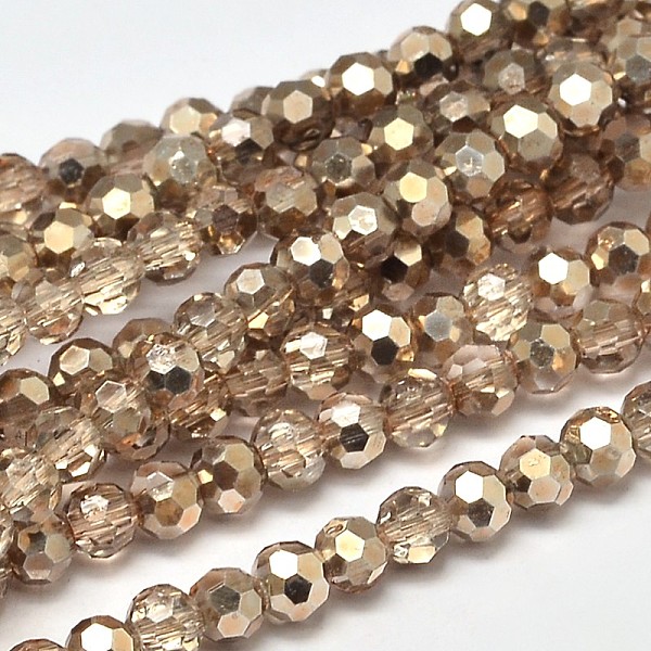 

PandaHall Faceted(32 Facets) Round Transparent Painted Glass Bead Strands, Tan, 4mm, Hole: 1mm, about 100pcs/strand, 14.9 inch Glass Round..., Orange