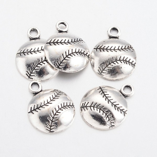 

PandaHall Tibetan Style Zinc Alloy Pendants, Sports Charms, Lead Free & Cadmium Free, Baseball, Antique Silver, 18.2x14.2x3mm, Hole: 2mm...