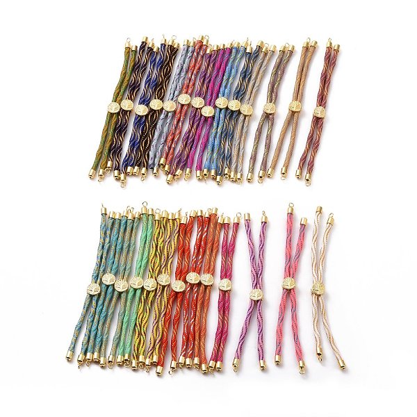 

PandaHall Nylon Cord Silder Bracelets, for Connector Charm Bracelet Making, with Rack Plating Golden Brass Findings, Long-Lasting Plated..., Multicolor