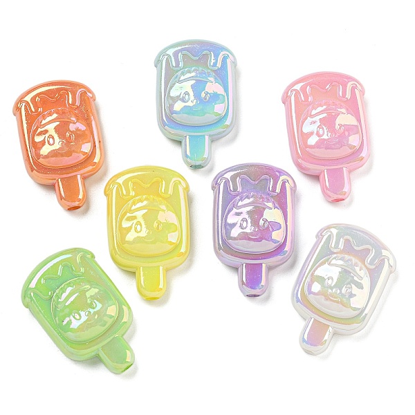 

PandaHall UV Plating Iridescent Acrylic Beads, Popsicles, Mixed Color, 31x19x9mm, Hole: 2.5mm Acrylic Food Multicolor