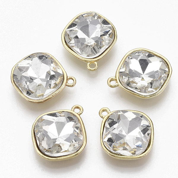 

PandaHall Golden Plated Alloy Pendants, with Glass Rhinestone, Rhombus, Clear, 18x15x5mm, Hole: 1.4mm Alloy+Rhinestone Rhombus Clear