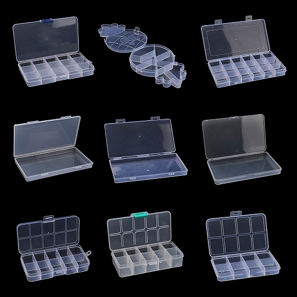 

PandaHall Plastic Grid Bead Containers, Mixed Shapes, Clear, 10.85~19.1x6.9~10.3x1.6~3cm, Inner Diameter: 2.5~11x3~18.5cm Plastic Mixed...