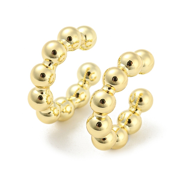

PandaHall Brass Round Beaded Cuff Earrings, Non Piercing Earrings, Real 18K Gold Plated, 19.5x5x20mm Brass