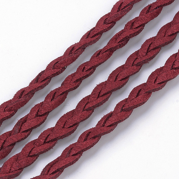 

PandaHall Braided Faux Suede Cord, Faux Suede Lace, Dark Red, 7x3mm, about 5yards/1roll Faux Suede Red