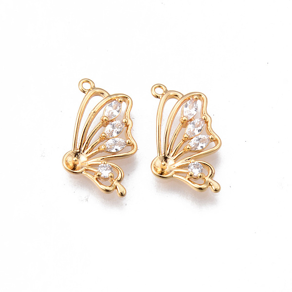 

PandaHall Brass Micro Pave Clear Cubic Zirconia Pendants, Nickel Free, Butterfly Shape, Real 18K Gold Plated, 19x11x2.5mm, Hole: 1mm...