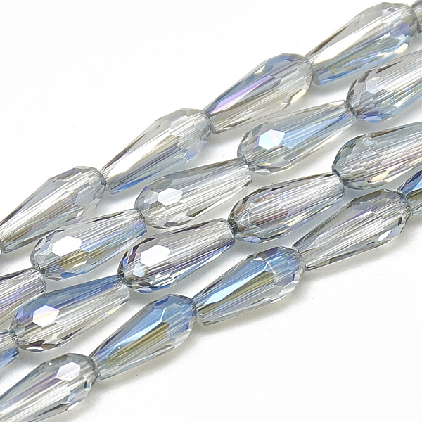 

PandaHall Electroplate Glass Beads Strands, Faceted Teardrop, Cornflower Blue, 9~9.5x4mm, Hole: 1mm, about 72pcs/strand, 25.98 inch Glass...
