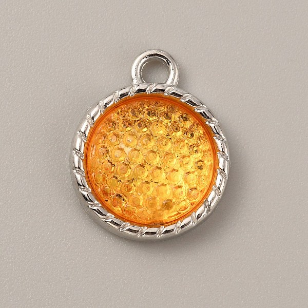 

PandaHall Plastic Pendants, November Birthstone Charms, with Alloy Cabochon Settings, Flat Round, Dark Orange, 18.5x15x5mm, Hole: 2.5mm...