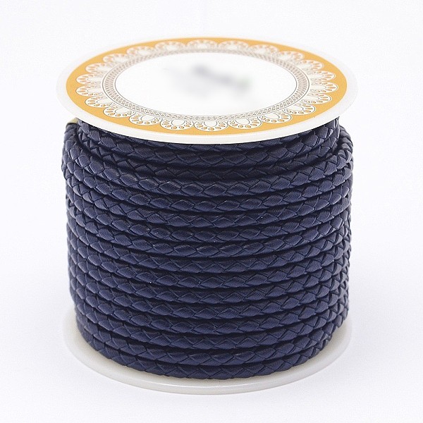 

PandaHall Braided Cowhide Leather Cord, Leather Rope String for Bracelets, Prussian Blue, 4mm, about 5.46 yards(5m)/roll Leather Round Blue