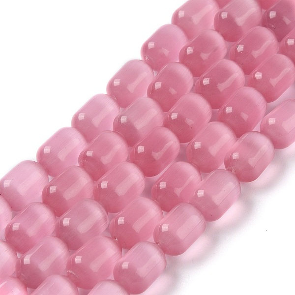 

PandaHall Cat Eye Beads, Column, Flamingo, 7.5~8x11.5~13mm, Hole: 0.7mm, about 32pcs/strand, 14.57''(37cm) Glass Column Pink