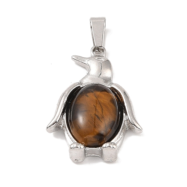 

PandaHall Natural Tiger Eye Pendants, with Alloy and Iron Findings, Penguin, Platinum, 34x23.5x7mm, Hole: 8x4mm Tiger Eye Penguin