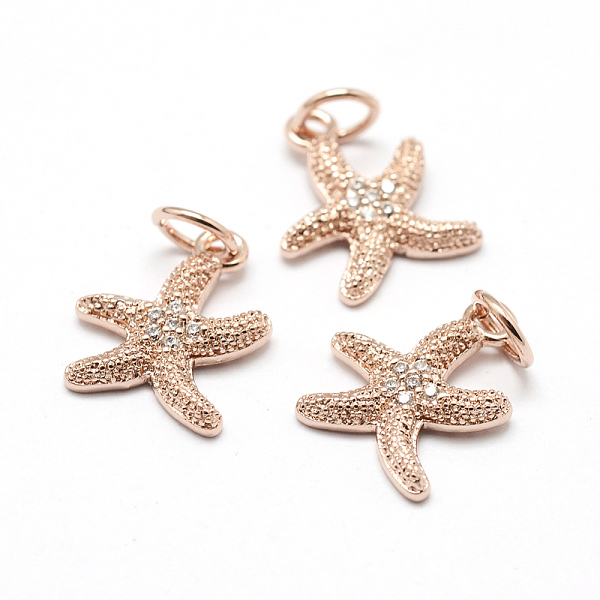 

PandaHall Brass Micro Pave Grade AAA Cubic Zirconia Pendants, Starfish/Sea Stars, Lead Free & Nickel Free & Cadmium Free, Real Rose Gold...