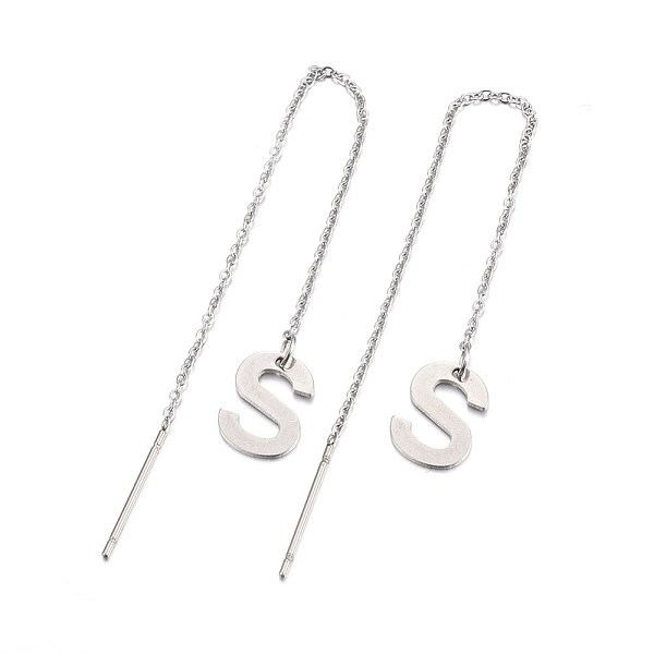 

PandaHall 304 Stainless Steel Stud Earrings, Hypoallergenic Earrings, Ear Threads, Alphabet, Letter.S, 107~112x1mm, Pin: 15x0.7mm, letter...