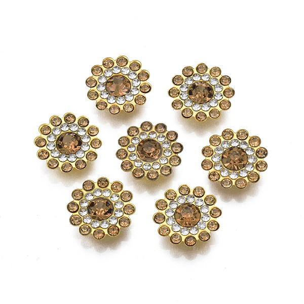 

PandaHall Sew on Rhinestone, Transparent Glass Rhinestone, with Iron Prong Settings, Faceted, Flower, Light Colorado Topaz, 14x4.5mm, Hole..., Yellow