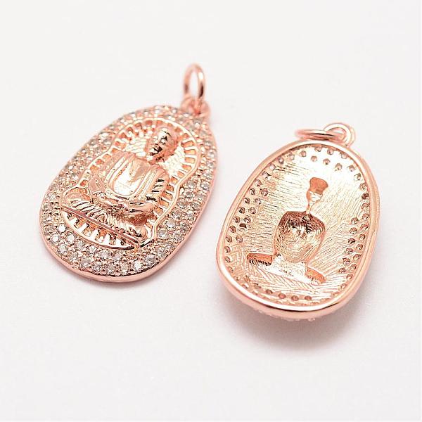 

PandaHall Brass Micro Pave Grade AAA Cubic Zirconia Pendants, Long-Lasting Plated, Buddha, Cadmium Free & Nickel Free & Lead Free, Real Rose..., Clear