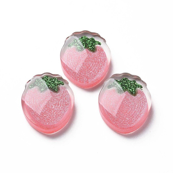 

PandaHall Transparent Epoxy Resin Cabochons, with Glitter Powder, Strawberry, Light Coral, 22x18x7mm Epoxy Resin Fruit