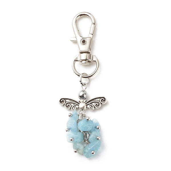

PandaHall Natural Aquamarine Beaded Cluster Pendant Decorates, with Swivel Clasps, Lobster Clasp Charms, Clip-on Charms, for Keychain, Purse...