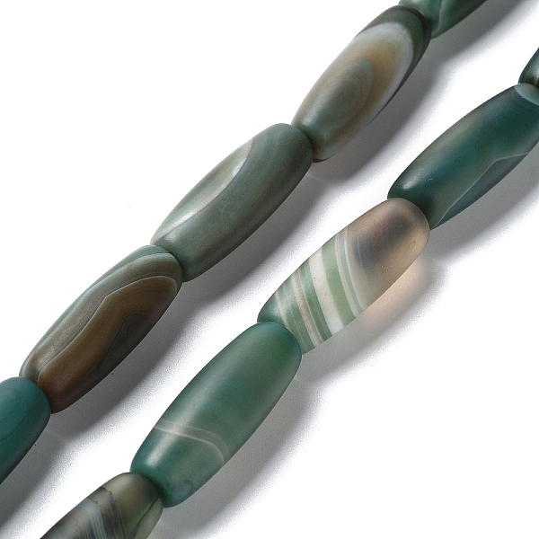 

PandaHall Natural Striped Agate/Banded Agate Beads Strands, Dyed & Heated, Frosted, Rice, Green, 29~31x5~12mm, Hole: 2mm, about 10pcs/strand...