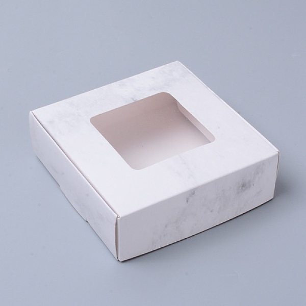 

PandaHall Paper with PVC Candy Boxes, with Square Window, for Bakery Box, Baby Shower Gift Box, Square, White, 8x8x4cm Paper Square White