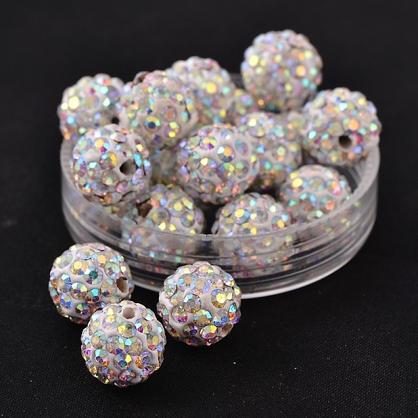 

PandaHall Polymer Clay Rhinestone Beads, Grade A, Round, PP15, Crystal AB, 10mm, Hole: 1.8~2mm, 6 Rows Rhinestone, PP15(2.1~2.2mm) Polymer..., Clear