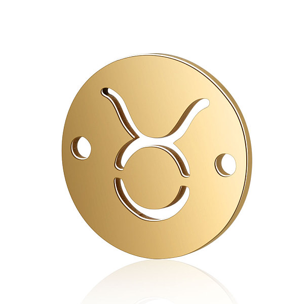 

PandaHall Titanium Steel Links connectors, Flat Round with Constellation, Golden, Taurus, 12x0.8mm, Hole: 0.8mm Titanium Steel Taurus