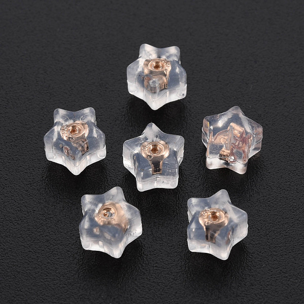 

PandaHall Silicone Ear Nuts, Earring Backs, with Brass Findings, Star, Cadmium Free & Nickel Free & Lead Free, Rose Gold, 6x6x5mm, Hole..., Clear