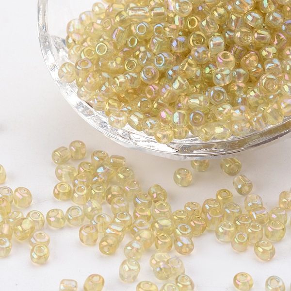 

PandaHall (Repacking Service Available) Round Glass Seed Beads, Transparent Colours Rainbow, Round, Pale Goldenrod, 6/0, 4mm, about 12g/bag...
