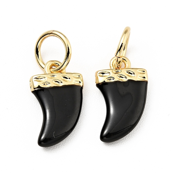 

PandaHall Brass Enamel Charms, with Jump Rings, Cadmium Free & Lead Free, Real 18K Gold Plated, Scabbard/Tusk Shape, Black, 14.5mm, Hole...