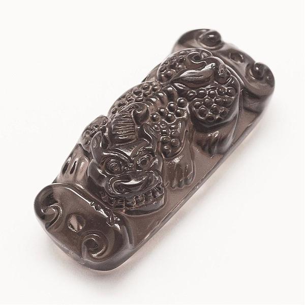 

PandaHall Carved Natural Obsidian Links connectors, Pi Xiu, 38x16x13mm, Hole: 2mm Obsidian Other Animal