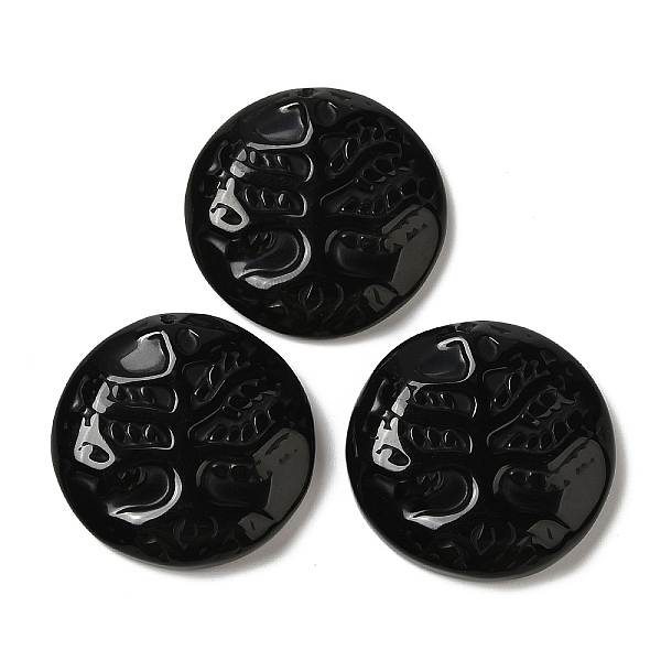 

PandaHall Natural Obsidian Pendants, Flat Round Charms with Engraved Tree of Life, 35~37x7.5~9.5mm, Hole: 1.5mm Obsidian Tree of Life