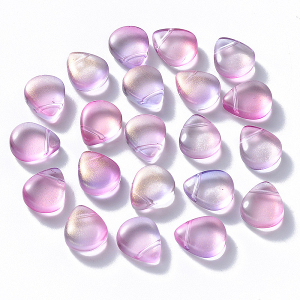 

PandaHall Transparent Spray Painted Glass Beads, Top Drilled Beads, with Glitter Powder, Teardrop, Violet, 12.5x10.5x5.5mm, Hole: 0.9mm..., Purple