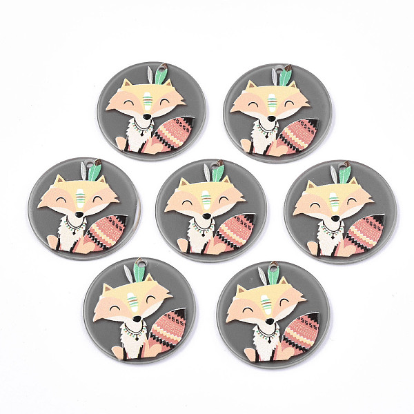 

PandaHall Acrylic Pendants, 3D Printed, Flat Round with Fox Pattern, Gray, 32x2.5mm, Hole: 1.8mm Acrylic Flat Round Gray