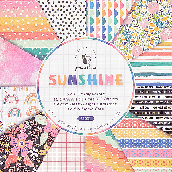 

PandaHall 24Pcs 12 Styles Scrapbook Paper Pads, for DIY Album Scrapbook, Background Paper, Diary Decoration, Square, Rainbow, 152x152x0.2mm..., Multicolor
