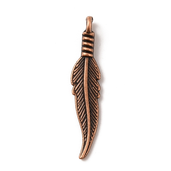 

PandaHall Tibetan Style Alloy Pendants, Feather, Red Copper, 31.5x6.5x4mm, Hole: 2mm Alloy Feather