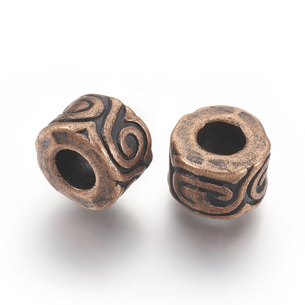 

PandaHall Tibetan Style Alloy European Beads, Large Hole Beads, Lead Free and Nickel Free and Cadmium Free, Column, Red Copper, 11x7mm, Hole...