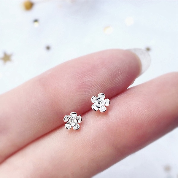 

PandaHall Alloy Earrings for Women, with 925 Sterling Silver Pin, Flower, 10mm Alloy Flower