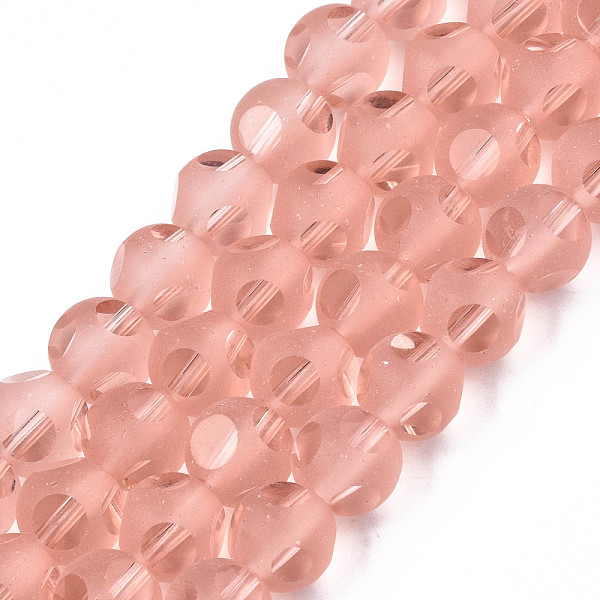 

PandaHall Transparent Glass Beads Strands, Faceted(6 Facets), Frosted Round, Dark Salmon, 8x7.5mm, Hole: 1.4mm, about 68~73pcs/strand, 20.08...
