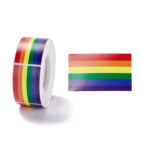 

PandaHall Paper Gift Tag Stickers, with Rainbow Rectangle Pride Adhesive Labels Roll Stickers, for Party, Decorative Presents, Rainbow...