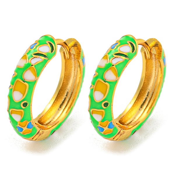 

PandaHall Rack Plating Brass Hoop Earring, with Flower Enamel, Cadmium Free & Lead Free, Long-Lasting Plated, Real 18K Gold Plated, Lime..., Green