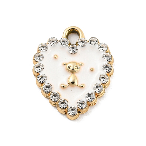 

PandaHall UV Plating Golden Alloy Enamel Pendants, with Crystal Rhinestone, Heart with Bear Charms, White, 17.5x15x2.5mm, Hole: 1.8mm Alloy...
